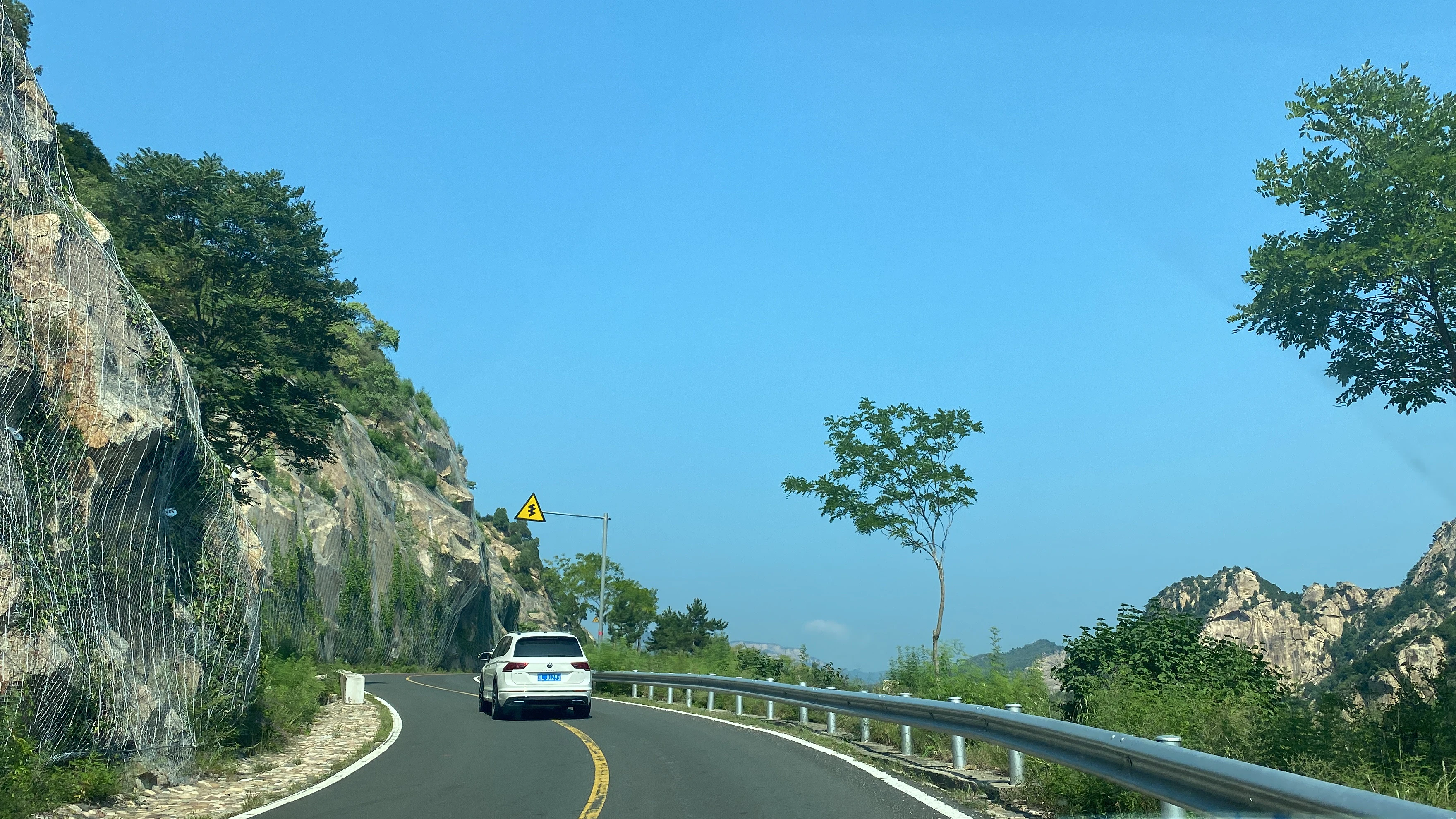 a car driving on a road